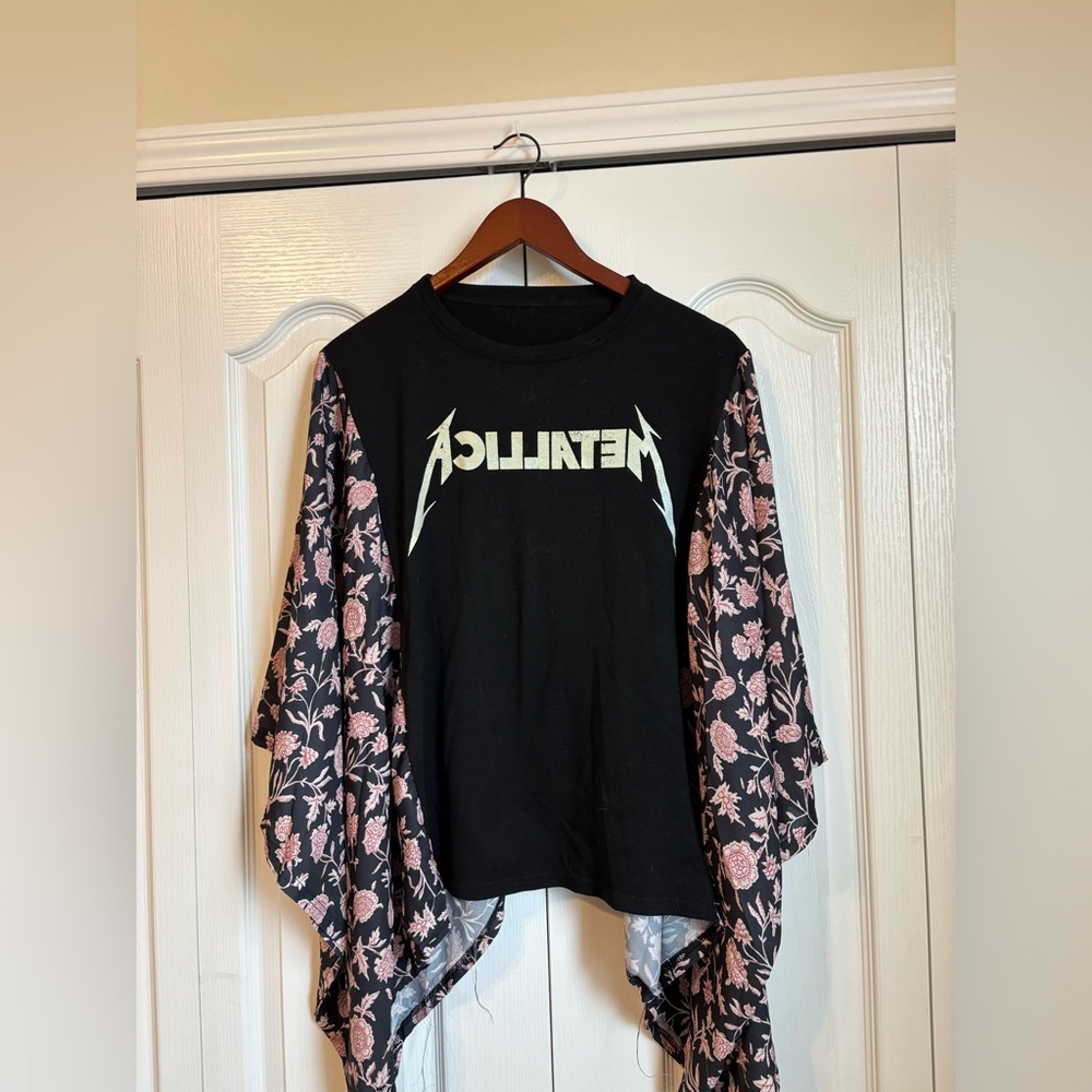Metallica Black Floral Long Sleeve Women's Top